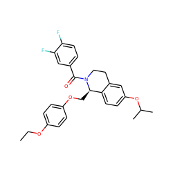 CCOc1ccc(OC[C@@H]2c3ccc(OC(C)C)cc3CCN2C(=O)c2ccc(F)c(F)c2)cc1 ZINC001772652662