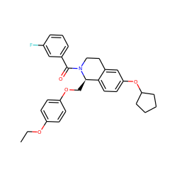 CCOc1ccc(OC[C@@H]2c3ccc(OC4CCCC4)cc3CCN2C(=O)c2cccc(F)c2)cc1 ZINC001772648562