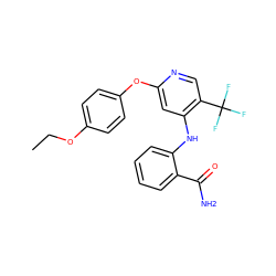 CCOc1ccc(Oc2cc(Nc3ccccc3C(N)=O)c(C(F)(F)F)cn2)cc1 ZINC000073168515