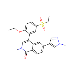 CCOc1ccc(S(=O)(=O)CC)cc1-c1cn(C)c(=O)c2ccc(-c3cnn(C)c3)cc12 ZINC000653721784