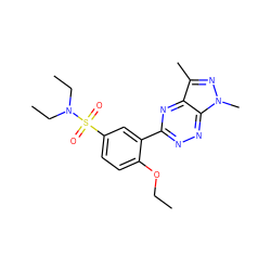 CCOc1ccc(S(=O)(=O)N(CC)CC)cc1-c1nnc2c(n1)c(C)nn2C ZINC000299835620