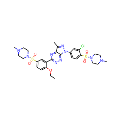 CCOc1ccc(S(=O)(=O)N2CCN(C)CC2)cc1-c1nnc2c(n1)c(C)nn2-c1ccc(S(=O)(=O)N2CCN(C)CC2)c(Cl)c1 ZINC000473132727