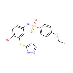 CCOc1ccc(S(=O)(=O)Nc2ccc(O)c(Sc3ncn[nH]3)c2)cc1 ZINC000013116652