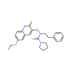 CCOc1ccc2[nH]c(=O)c(CN(CCc3ccccc3)C(=O)N3CCCC3)cc2c1 ZINC000008672668