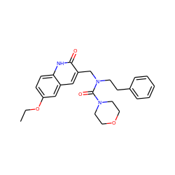 CCOc1ccc2[nH]c(=O)c(CN(CCc3ccccc3)C(=O)N3CCOCC3)cc2c1 ZINC000008666805