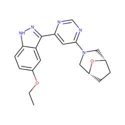 CCOc1ccc2[nH]nc(-c3cc(N4C[C@@H]5CC[C@H](C4)O5)ncn3)c2c1 ZINC000225562229