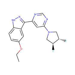 CCOc1ccc2[nH]nc(-c3cc(N4C[C@H](F)[C@@H](F)C4)ncn3)c2c1 ZINC000221341852