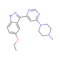 CCOc1ccc2[nH]nc(-c3cc(N4CCN(C)CC4)ncn3)c2c1 ZINC000221341949