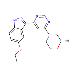 CCOc1ccc2[nH]nc(-c3cc(N4CCO[C@@H](C)C4)ncn3)c2c1 ZINC000225551604