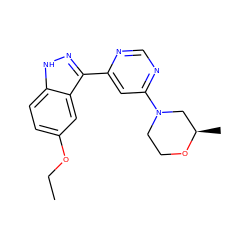 CCOc1ccc2[nH]nc(-c3cc(N4CCO[C@H](C)C4)ncn3)c2c1 ZINC000225552169