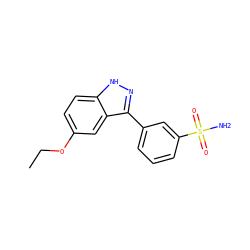 CCOc1ccc2[nH]nc(-c3cccc(S(N)(=O)=O)c3)c2c1 ZINC000096270048