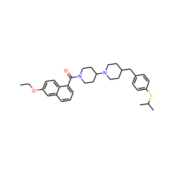 CCOc1ccc2c(C(=O)N3CCC(N4CCC(Cc5ccc(SC(C)C)cc5)CC4)CC3)cccc2c1 ZINC000013440411