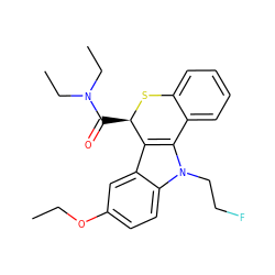 CCOc1ccc2c(c1)c1c(n2CCF)-c2ccccc2S[C@@H]1C(=O)N(CC)CC ZINC000068208443