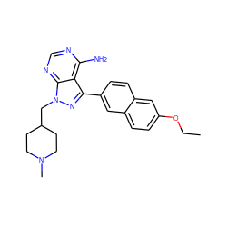 CCOc1ccc2cc(-c3nn(CC4CCN(C)CC4)c4ncnc(N)c34)ccc2c1 ZINC000084687176