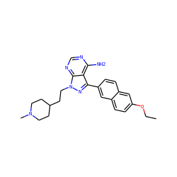 CCOc1ccc2cc(-c3nn(CCC4CCN(C)CC4)c4ncnc(N)c34)ccc2c1 ZINC000084672320