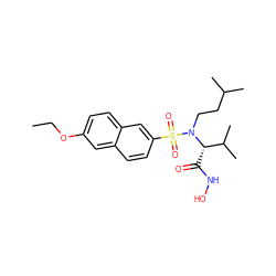 CCOc1ccc2cc(S(=O)(=O)N(CCC(C)C)[C@@H](C(=O)NO)C(C)C)ccc2c1 ZINC000073166904