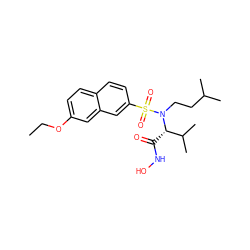 CCOc1ccc2ccc(S(=O)(=O)N(CCC(C)C)[C@@H](C(=O)NO)C(C)C)cc2c1 ZINC000073167985