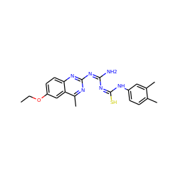 CCOc1ccc2nc(/N=C(N)\N=C(\S)Nc3ccc(C)c(C)c3)nc(C)c2c1 ZINC000017194917