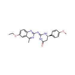 CCOc1ccc2nc(/N=C3\NC(=O)C[C@H](c4ccc(OC)cc4)N3)nc(C)c2c1 ZINC000008686431