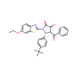 CCOc1ccc2nc(N3C(=O)C(=O)C(C(=O)c4ccccc4)[C@@H]3c3ccc(C(C)(C)C)cc3)sc2c1 ZINC000009042527