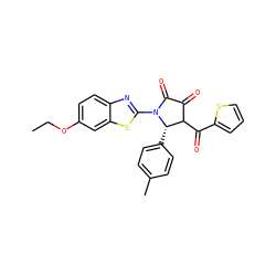 CCOc1ccc2nc(N3C(=O)C(=O)C(C(=O)c4cccs4)[C@@H]3c3ccc(C)cc3)sc2c1 ZINC000009043419