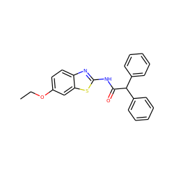 CCOc1ccc2nc(NC(=O)C(c3ccccc3)c3ccccc3)sc2c1 ZINC000001202533