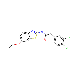 CCOc1ccc2nc(NC(=O)Cc3ccc(Cl)c(Cl)c3)sc2c1 ZINC000003429750