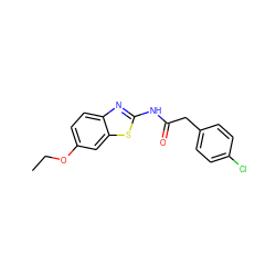 CCOc1ccc2nc(NC(=O)Cc3ccc(Cl)cc3)sc2c1 ZINC000006242789