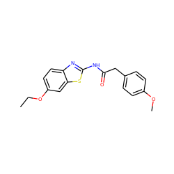 CCOc1ccc2nc(NC(=O)Cc3ccc(OC)cc3)sc2c1 ZINC000009010048