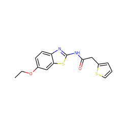 CCOc1ccc2nc(NC(=O)Cc3cccs3)sc2c1 ZINC000000364503