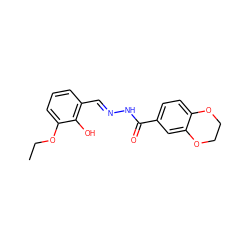 CCOc1cccc(/C=N/NC(=O)c2ccc3c(c2)OCCO3)c1O ZINC000000506731