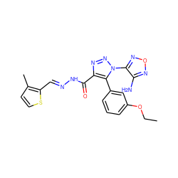 CCOc1cccc(-c2c(C(=O)N/N=C/c3sccc3C)nnn2-c2nonc2N)c1 ZINC000009344375