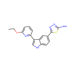 CCOc1cccc(-c2c[nH]c3ccc(-c4nnc(N)s4)cc23)n1 ZINC000204760467