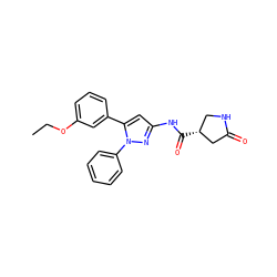 CCOc1cccc(-c2cc(NC(=O)[C@@H]3CNC(=O)C3)nn2-c2ccccc2)c1 ZINC000169706968