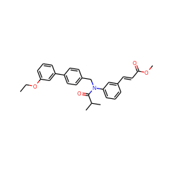 CCOc1cccc(-c2ccc(CN(C(=O)C(C)C)c3cccc(/C=C/C(=O)OC)c3)cc2)c1 ZINC000028466950