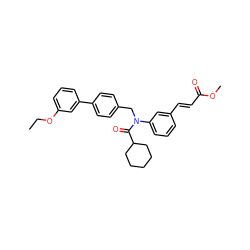 CCOc1cccc(-c2ccc(CN(C(=O)C3CCCCC3)c3cccc(/C=C/C(=O)OC)c3)cc2)c1 ZINC000028472731