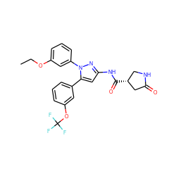 CCOc1cccc(-n2nc(NC(=O)[C@@H]3CNC(=O)C3)cc2-c2cccc(OC(F)(F)F)c2)c1 ZINC000169707351