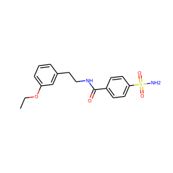 CCOc1cccc(CCNC(=O)c2ccc(S(N)(=O)=O)cc2)c1 ZINC000084757924