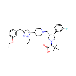 CCOc1cccc(Cc2cc(C3CCN(C[C@H]4CN([C@@H](C(=O)O)C(C)(C)C)C[C@@H]4c4cccc(F)c4)CC3)n(CC)n2)c1 ZINC000028095638