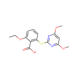 CCOc1cccc(Sc2nc(OC)cc(OC)n2)c1C(=O)O ZINC000103188526