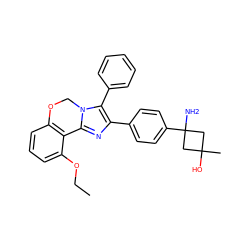 CCOc1cccc2c1-c1nc(-c3ccc(C4(N)CC(C)(O)C4)cc3)c(-c3ccccc3)n1CO2 ZINC000169703876