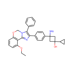 CCOc1cccc2c1-c1nc(-c3ccc(C4(N)CC(O)(C5CC5)C4)cc3)c(-c3ccccc3)n1CO2 ZINC000169703875