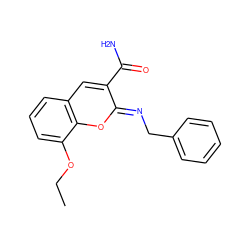 CCOc1cccc2cc(C(N)=O)/c(=N/Cc3ccccc3)oc12 ZINC000013144872