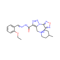 CCOc1ccccc1/C=N/NC(=O)c1nnn(-c2nonc2N)c1CN1CCC(C)CC1 ZINC000003633210