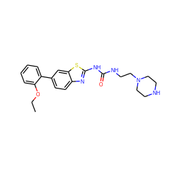 CCOc1ccccc1-c1ccc2nc(NC(=O)NCCN3CCNCC3)sc2c1 ZINC000095604673