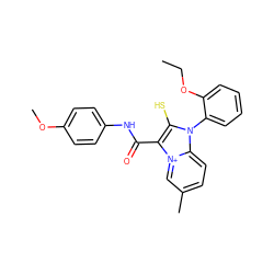 CCOc1ccccc1-n1c(S)c(C(=O)Nc2ccc(OC)cc2)[n+]2cc(C)ccc12 ZINC000013479133