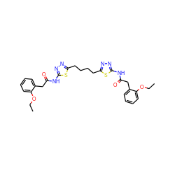 CCOc1ccccc1CC(=O)Nc1nnc(CCCCc2nnc(NC(=O)Cc3ccccc3OCC)s2)s1 ZINC000169698175