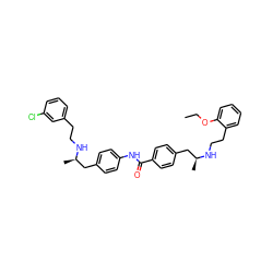 CCOc1ccccc1CCN[C@@H](C)Cc1ccc(C(=O)Nc2ccc(C[C@@H](C)NCCc3cccc(Cl)c3)cc2)cc1 ZINC000049710024