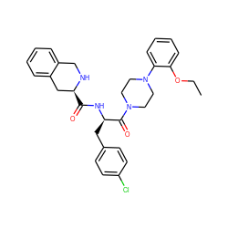 CCOc1ccccc1N1CCN(C(=O)[C@@H](Cc2ccc(Cl)cc2)NC(=O)[C@H]2Cc3ccccc3CN2)CC1 ZINC000027854112