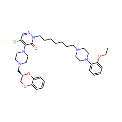 CCOc1ccccc1N1CCN(CCCCCCCn2ncc(Cl)c(N3CCN(C[C@@H]4COc5ccccc5O4)CC3)c2=O)CC1 ZINC000027105032